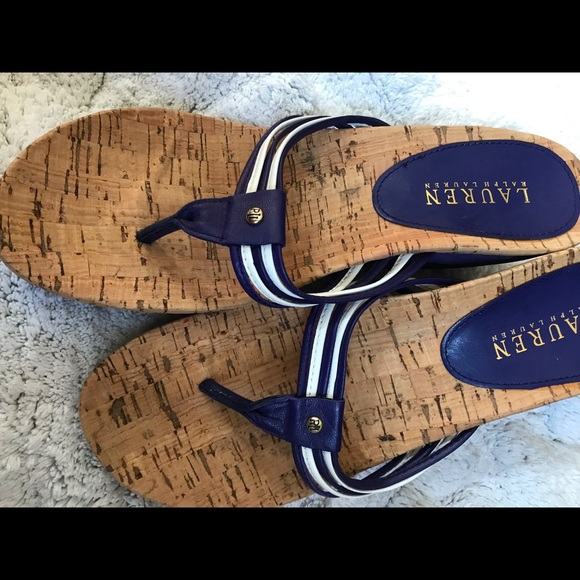 RALPH LAUREN RAVEN LEATHER CORK WEDGE - Picture 5 of 8